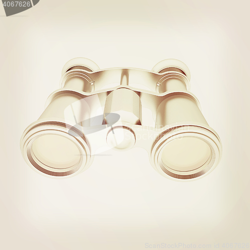 Image of binoculars. 3D illustration. Vintage style.