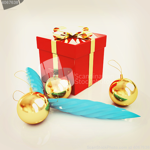 Image of Beautiful Christmas gifts. 3D illustration. Vintage style.