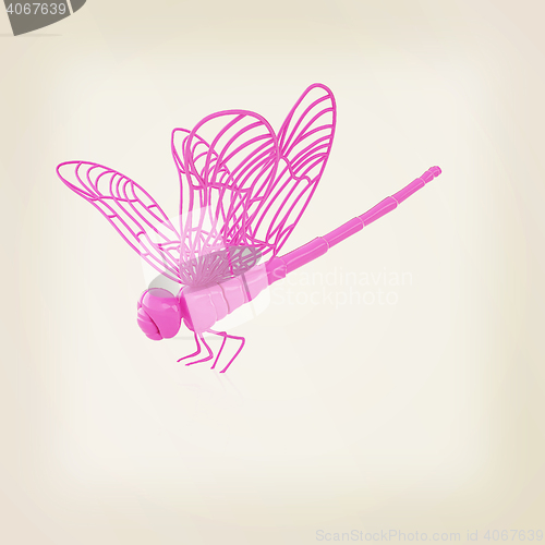 Image of Dragonfly. 3D illustration. Vintage style.