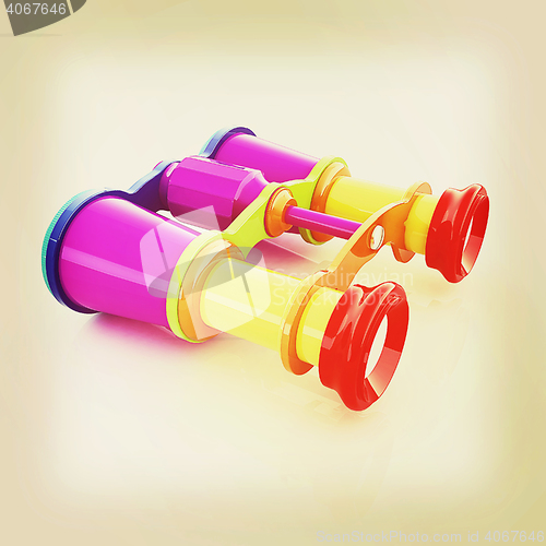 Image of binoculars. 3D illustration. Vintage style.