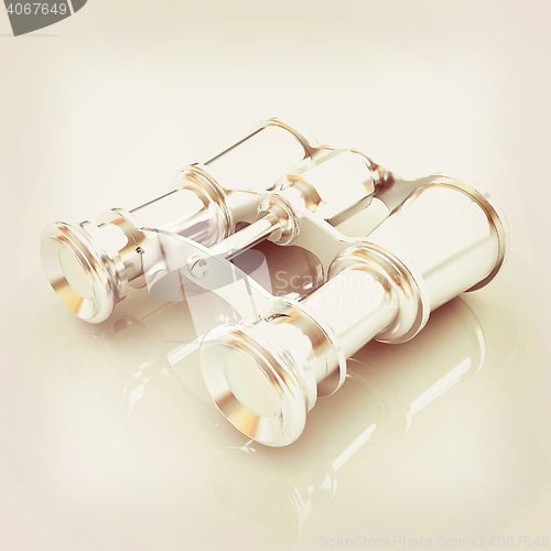 Image of binoculars. 3D illustration. Vintage style.