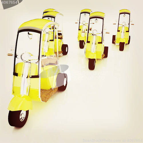 Image of scooters. 3D illustration. Vintage style.