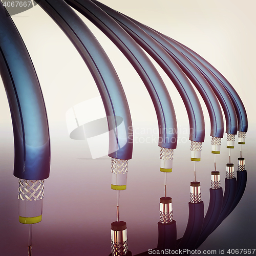 Image of Cables for high tech connect. 3D illustration. Vintage style.