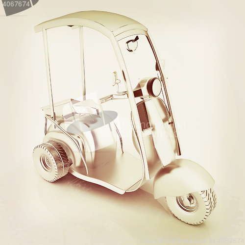 Image of scooter. 3D illustration. Vintage style.