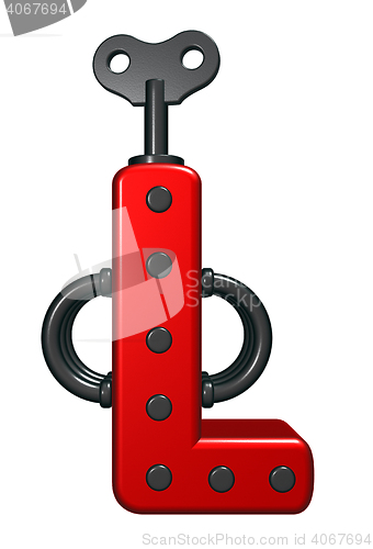Image of letter l with decorative pieces - 3d rendering