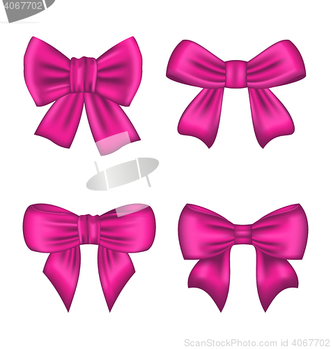 Image of Collection Pink Silk Gift Bows Isolated