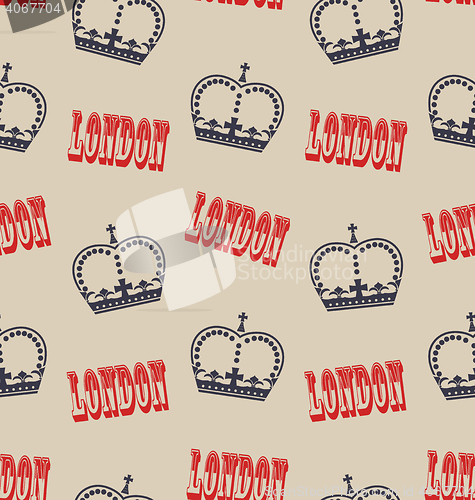 Image of Old Seamless Texture of Crown of Queen. Retro Background
