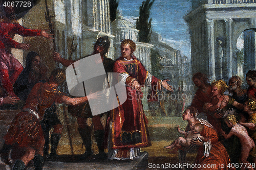 Image of St. Lawrence leads the poor prefect of Valerian