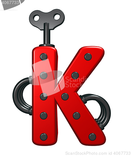 Image of letter k with decorative pieces - 3d rendering