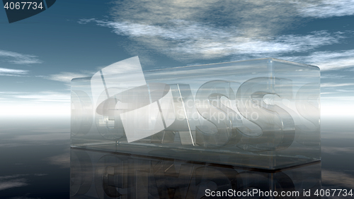 Image of the word glass in glass under cloudy sky - 3d rendering