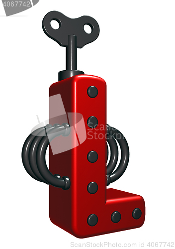Image of letter l with decorative pieces - 3d rendering
