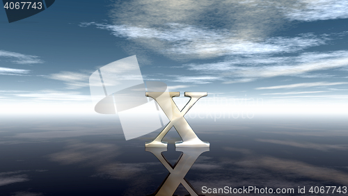 Image of metal uppercase letter x under cloudy sky - 3d rendering