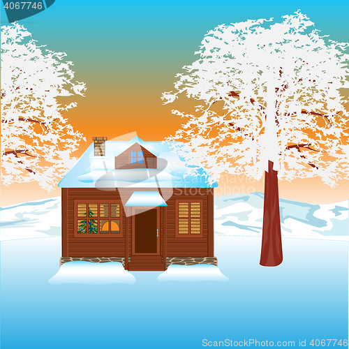 Image of House on glade in winter