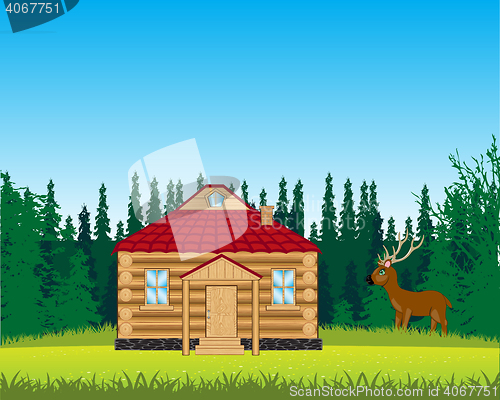 Image of House on glade with flower