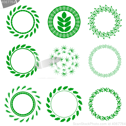 Image of Set of Green Circle Floral Frames