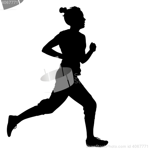 Image of Silhouettes Runners on sprint, women. illustration.