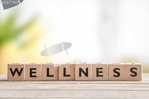 Image of Wooden sign with the word wellness