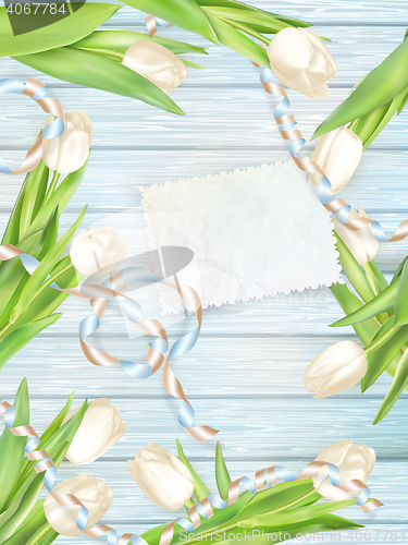 Image of Paper card with tulips. EPS 10