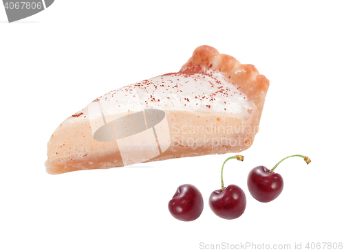 Image of cherry cheesecake isolated on white