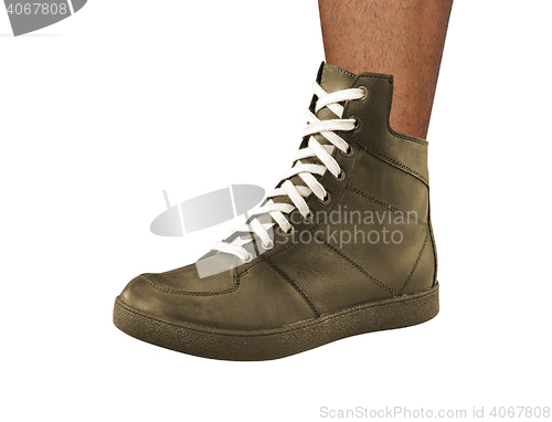 Image of Man leg wearing shoe
