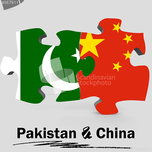 Image of China and Pakistan flags in puzzle 