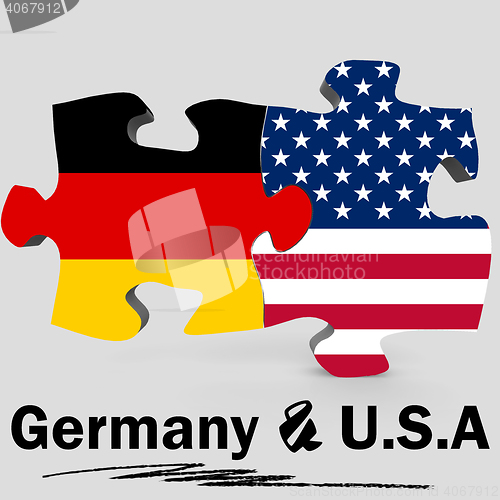 Image of USA and Germany flags in puzzle 