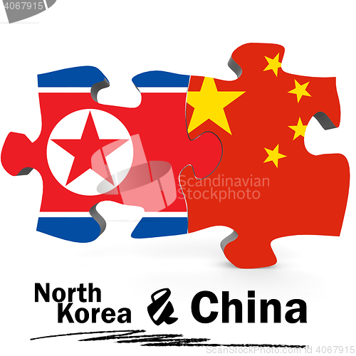 Image of China and North Korea flags in puzzle 