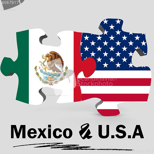 Image of USA and Mexico flags in puzzle 