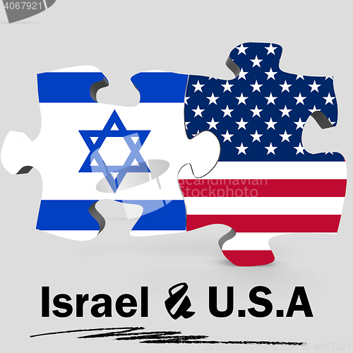 Image of USA and Israel flags in puzzle 