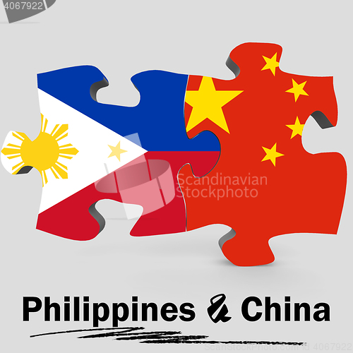 Image of China and Philippines flags in puzzle 