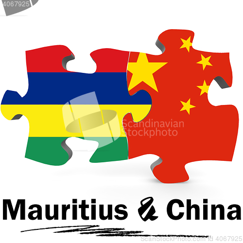 Image of China and Mauritius flags in puzzle 