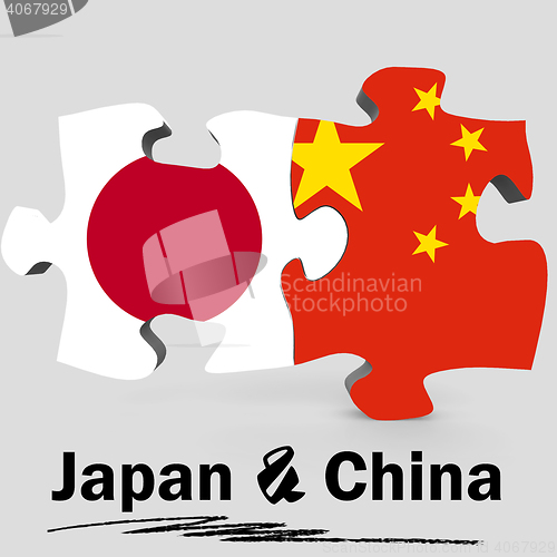 Image of China and Japan flags in puzzle 