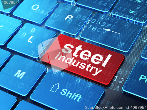 Image of Industry concept: Steel Industry on computer keyboard background