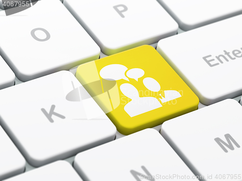 Image of Business concept: Business Meeting on computer keyboard background