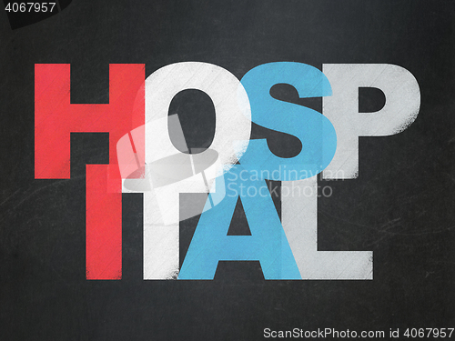 Image of Health concept: Hospital on School board background