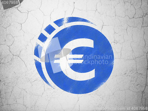 Image of Money concept: Euro Coin on wall background