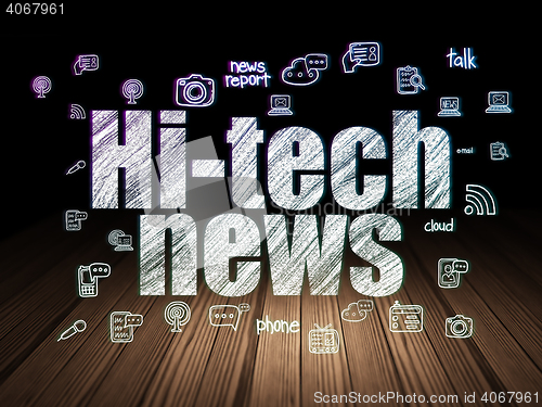 Image of News concept: Hi-tech News in grunge dark room