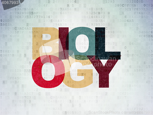 Image of Education concept: Biology on Digital Data Paper background