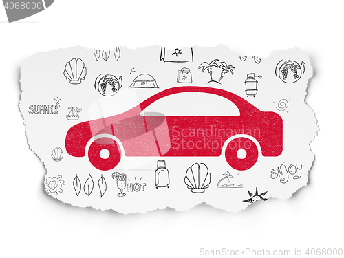 Image of Travel concept: Car on Torn Paper background