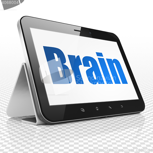Image of Healthcare concept: Tablet Computer with Brain on display