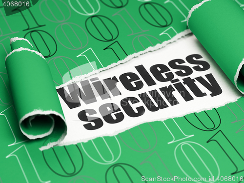 Image of Safety concept: black text Wireless Security under the piece of  torn paper