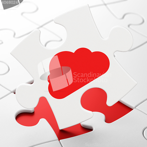 Image of Cloud computing concept: Cloud on puzzle background