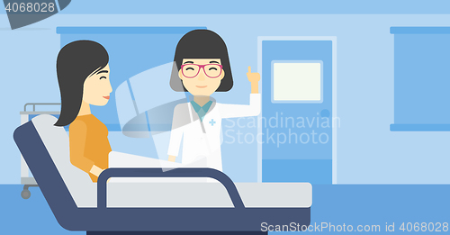 Image of Doctor visiting patient vector illustration.