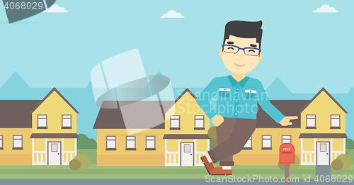 Image of Real estate agent offering house.