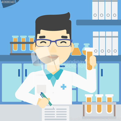 Image of Laboratory assistant working vector illustration.