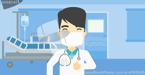Image of Doctor giving thumb up vector illustration.