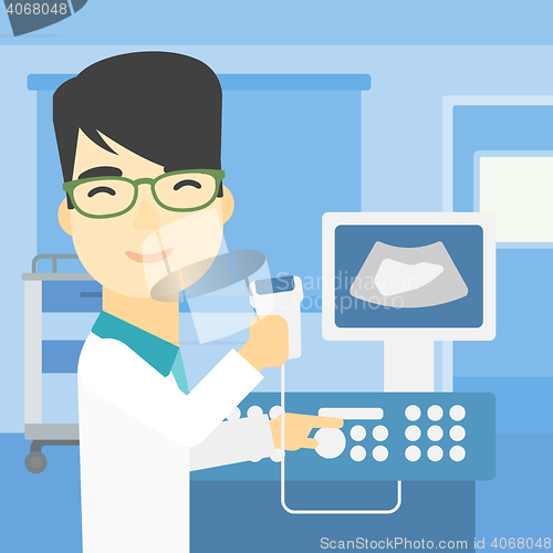 Image of Male ultrasound doctor vector illustration.