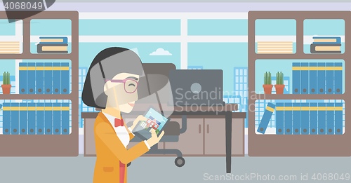 Image of Woman looking for house vector illustration.