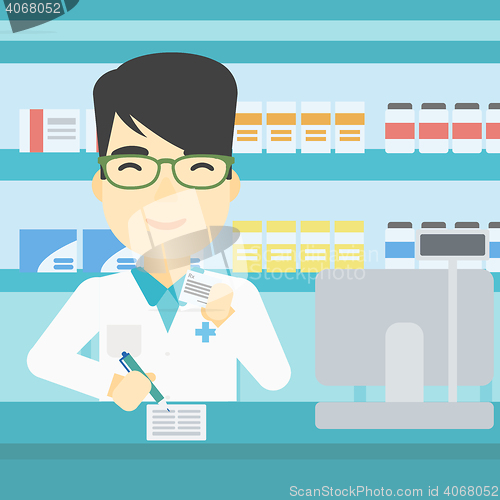 Image of Pharmacist writing prescription.