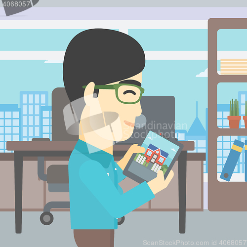 Image of Man looking for house vector illustration.